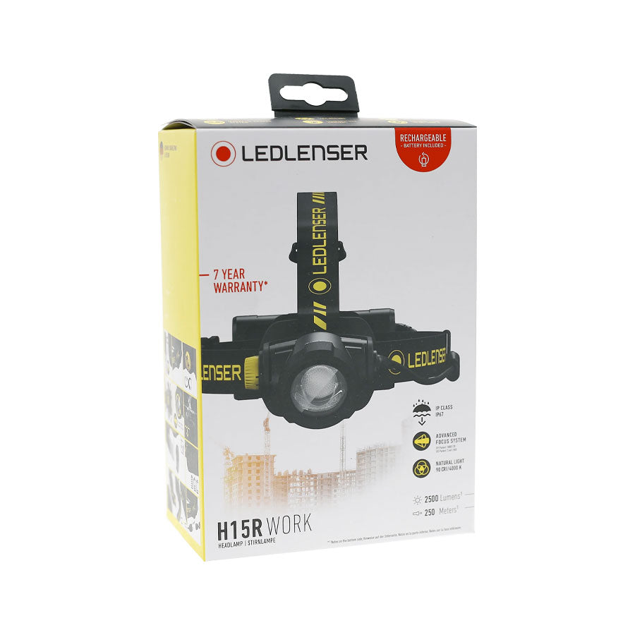 Ledlenser H15R Work 2500 Lumens Rechargeable Rugged IP67 90 CRI Stepless Light Dimmer Headlamp