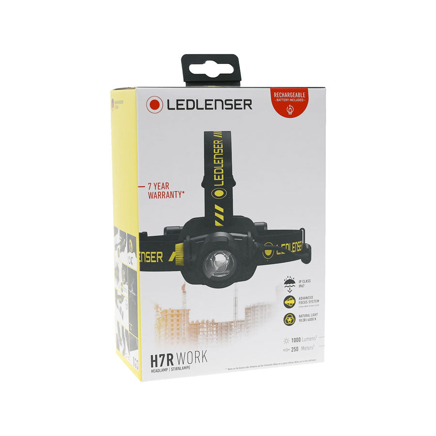 Ledlenser H7R Work 1000 Lumens Rugged Rechargeable IP67 Stepless Light Dimmer Advanced Focus Headlamp