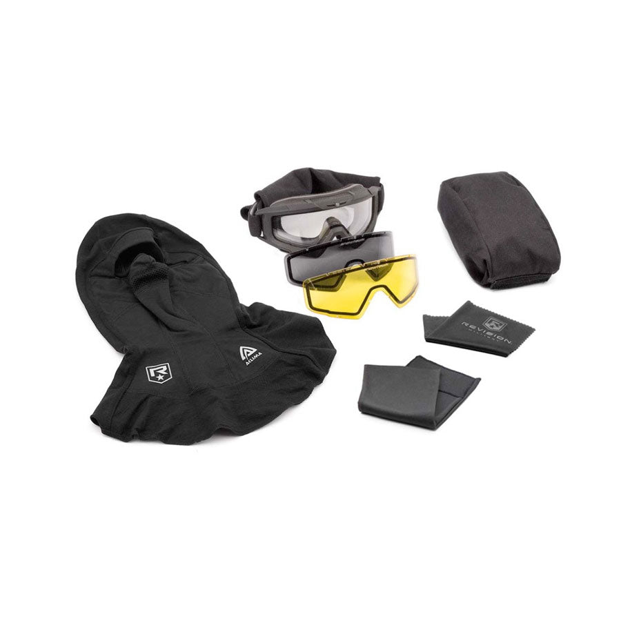 Revision SnowHawk Goggle System 3 Lens Yellow Kit with Tundra Wool Balaclava
