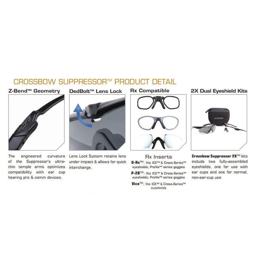 ESS Crossbow Suppressor 2X Kit Complete Clear and Gray Eyewear