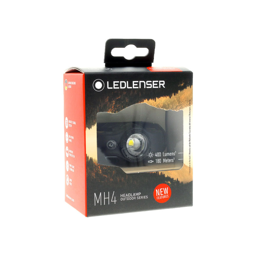 Ledlenser MH4 400 Lumens Rechargeable Headlamp Red Night Mode Black