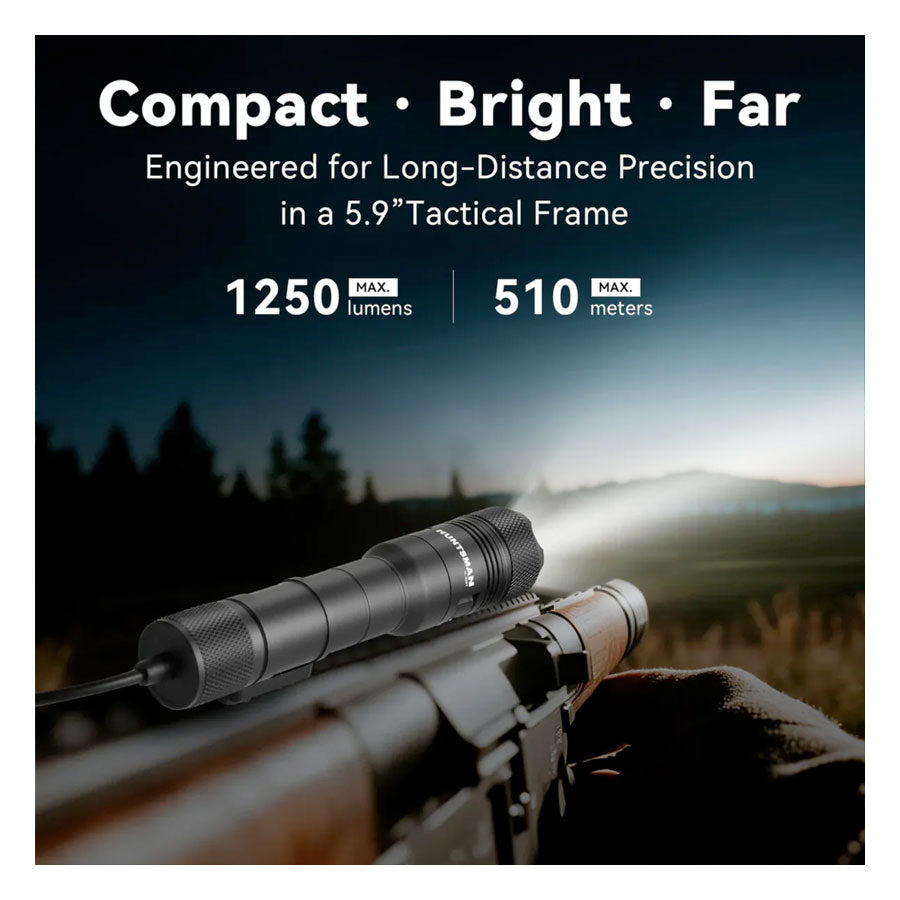 PowerTac Huntsman Tactical WML Package 1250 Lumen High Power Weapon Flashlight