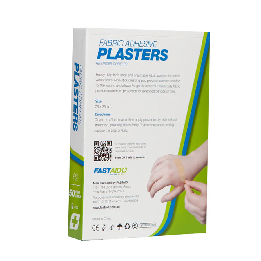 Warrior Medical FastAid P2 Adhesive Plasters Fabric 76 x 25mm 50 Pack