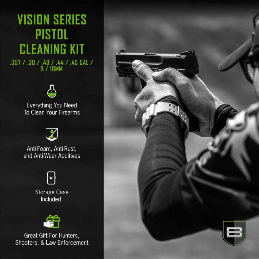 Breakthrough Clean Technologies Vision Series Handgun Cleaning Kit, 357, .38, 40, .44, & .45 Caliber, Multi-Color