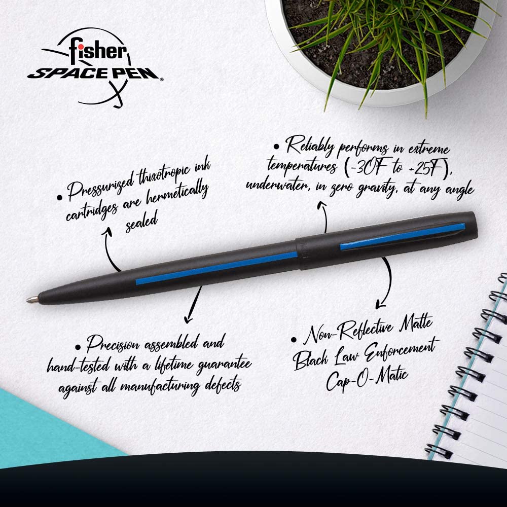 Fisher Space Pen M4BLEBL Non Reflective Matte Black Law Enforcement Cap-O-Matic Space Pen Accessories Fisher Space Pens Tactical Gear Supplier Tactical Distributors Australia