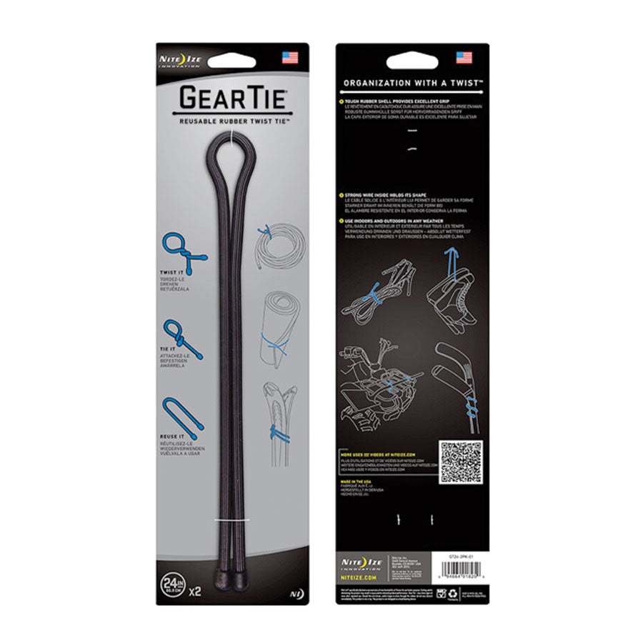 Nite Ize Gear Tie Original Reusable Rubber Twist Tie Black Gear Tie Nite-Ize 24" 2 Pack Tactical Gear Supplier Tactical Distributors Australia