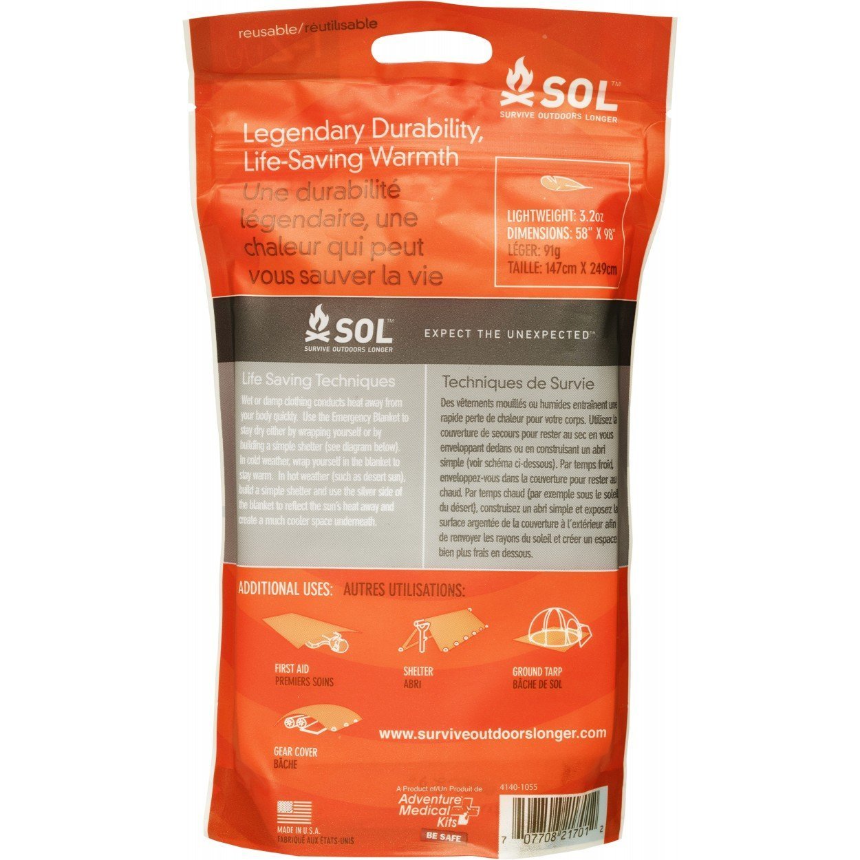 Survive Outdoors Longer SOL Survival Blanket Outdoor and Survival Survive Outdoors Longer Tactical Gear Supplier Tactical Distributors Australia