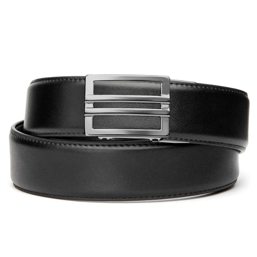 KORE Essentials Black Leather Gun Belt 1.5&quot; with X1 Gunmetal Buckle