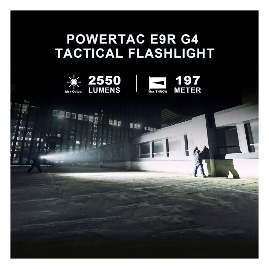 PowerTac E9R GEN4 2550 Lumen Tactical EDC Flashlight
