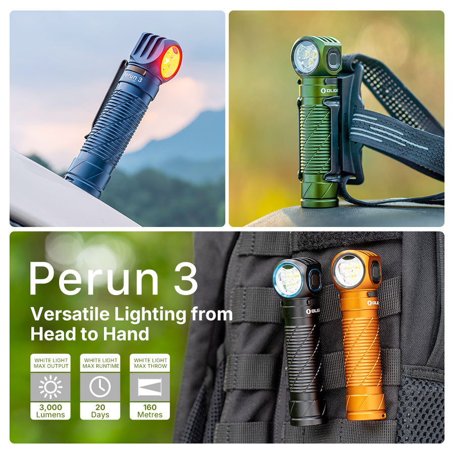 Olight Perun 3 Versatile Led Rechargeable Head Torch from Head to Hand