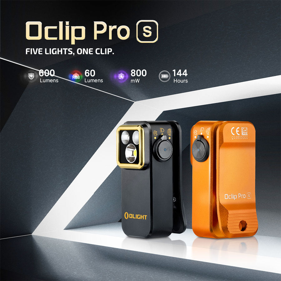 Olight Oclip Pro S 5-in-1 Multifunctional EDC Clip Torch with UV & RGB Light