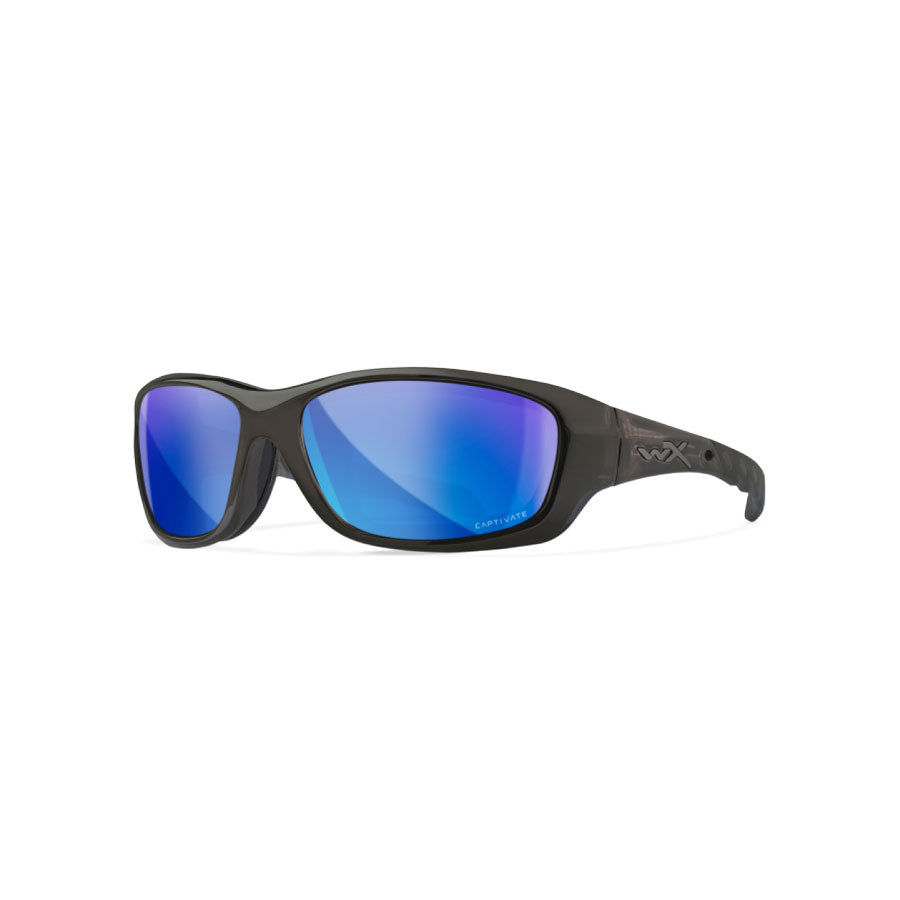 Wiley X Gravity Captivate Polarised Blue Mirror Lens with Crystal Black Frame