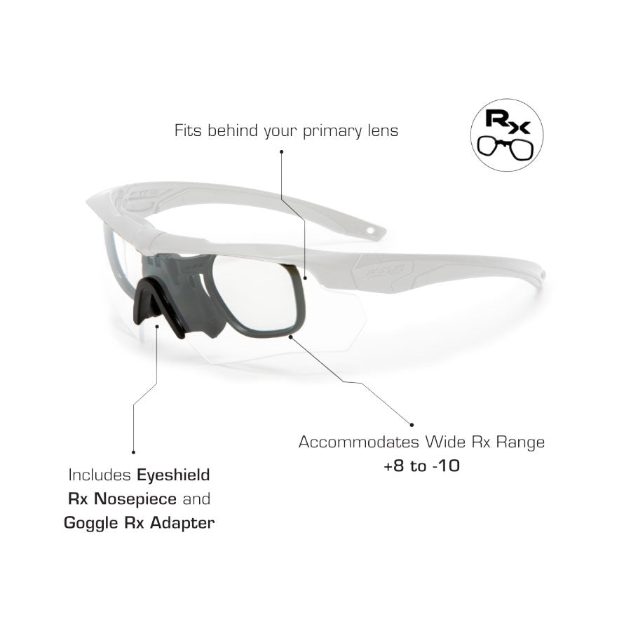 ESS Ice Eyeshield Ballistic Shooting Glasses Clear Lens Black/Grey Frame