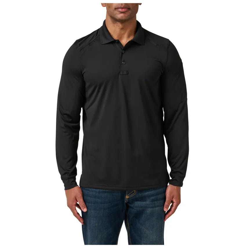 5.11 Helios Long Sleeve Mens Polo Shirt Black