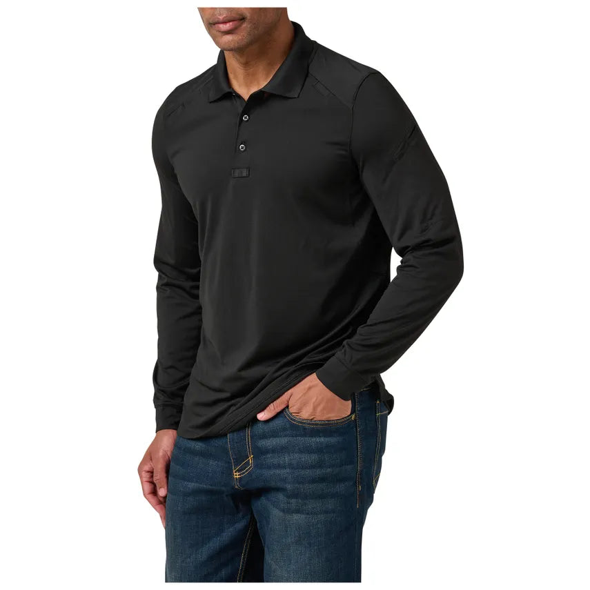 5.11 Helios Long Sleeve Mens Polo Shirt Black