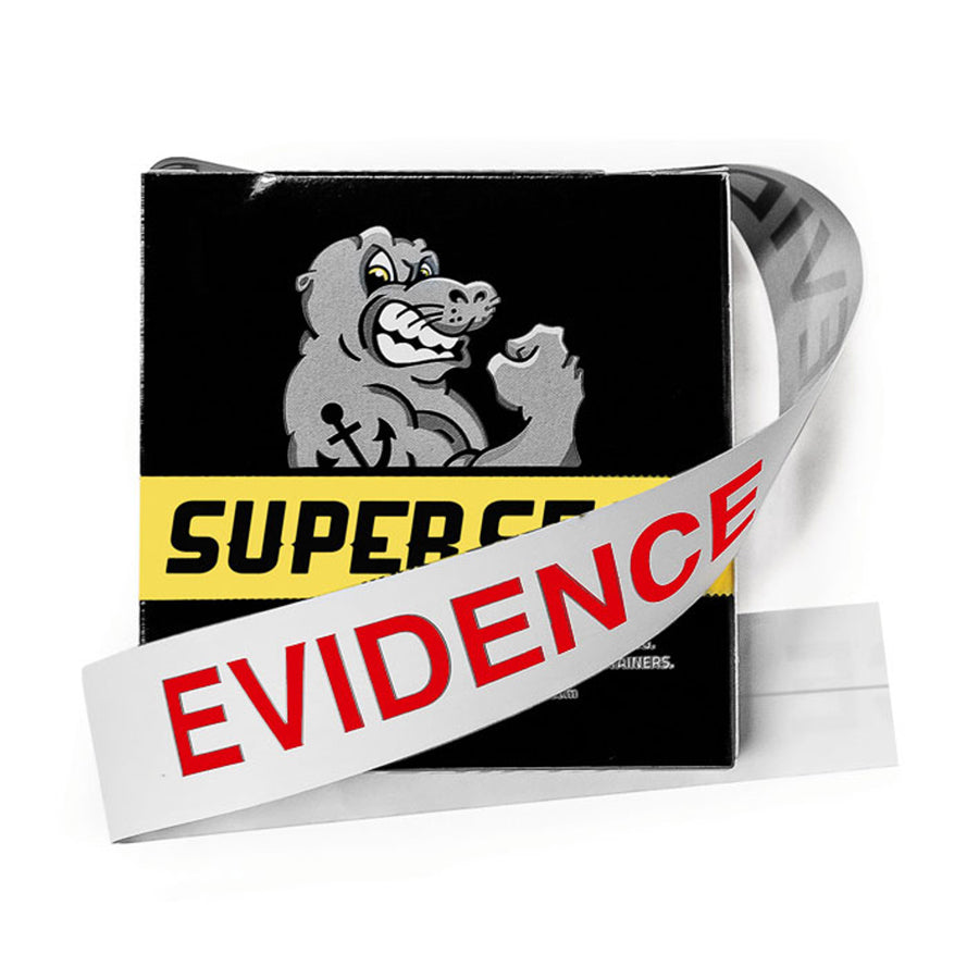 Arrowhead Forensics SuperSeal™ Evidence Tape Split Back Liner - Red &quot;Evidence&quot; Imprint on White - 1.5&quot; x 100&#39;