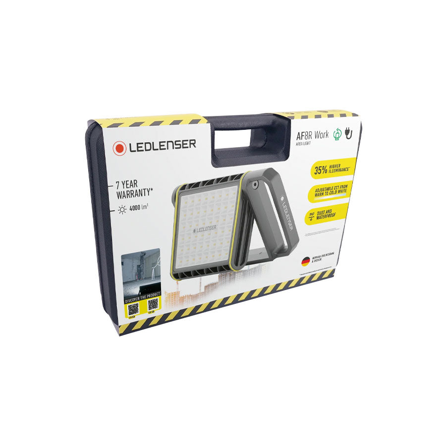 Ledlenser AF8R Work 4000 Lumens Rechargeable/Mains Hybrid Floodlight IP67 Diffuser &amp; Tunable White Light