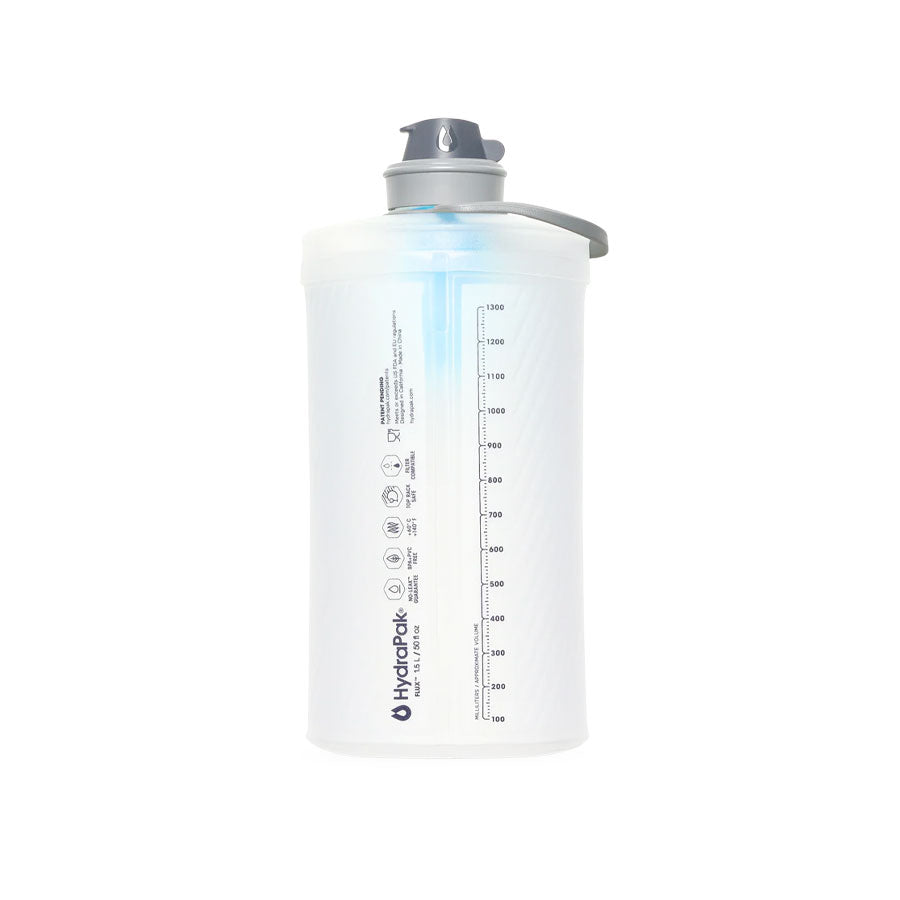 Hydrapak Flux 1.5L Ultra-Light Reusable Bottle + Built-In Filtration