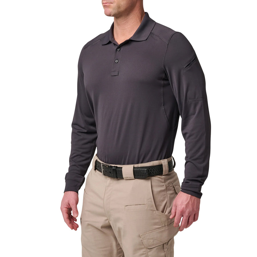 5.11 Helios Long Sleeve Mens Polo Shirt - Charcoal