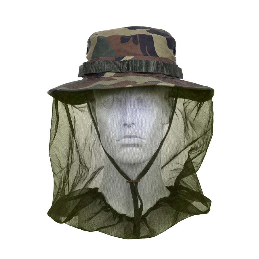 MilSpec Boonie Hat With Mosquito Netting - Woodland Camo