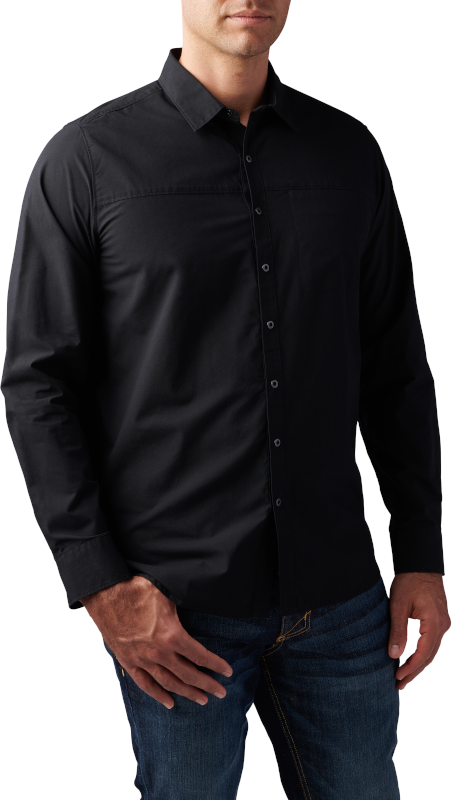 5.11 Igor Solid Long Sleeve Shirt Black Shirts 5.11 Tactical Small Tactical Gear Supplier Tactical Distributors Australia