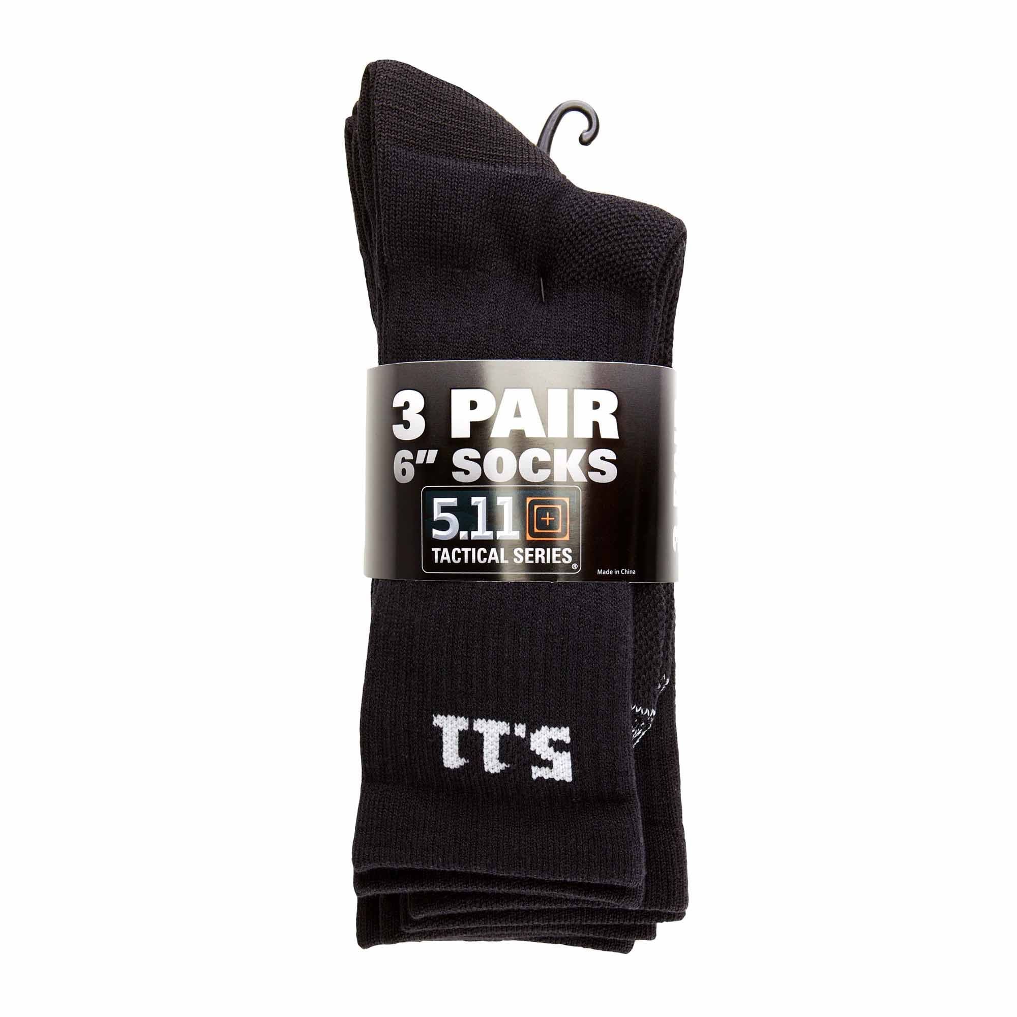 5.11 Tactical 6 Inch Socks Black Pack of 3 Footwear 5.11 Tactical Tactical Gear Supplier Tactical Distributors Australia