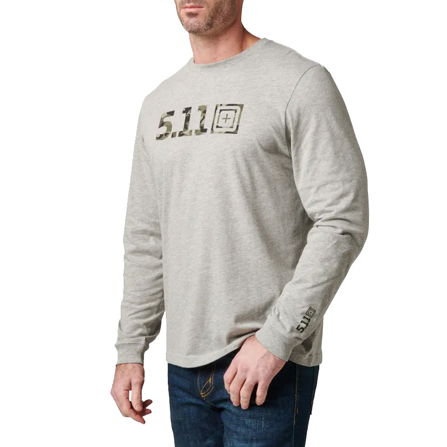 5.11 Tactical Camo Logo Fill Long Sleeve Tee Tees 5.11 Tactical Heather Grey Large Tactical Gear Supplier Tactical Distributors Australia