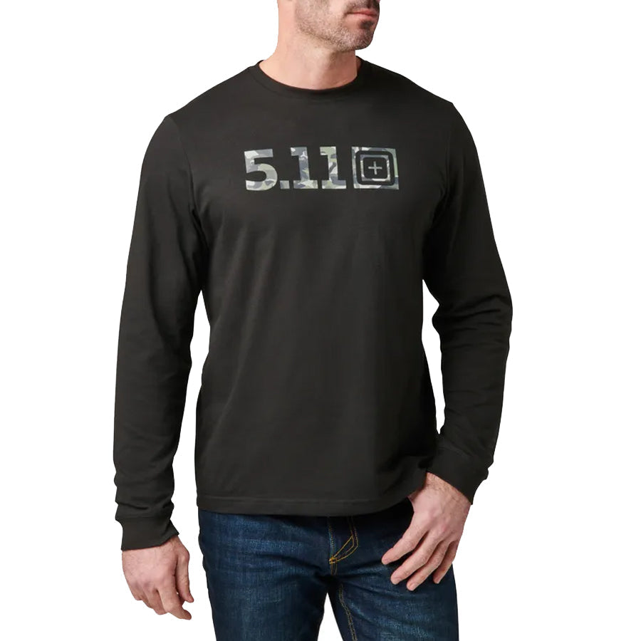 5.11 Tactical Camo Logo Fill Long Sleeve Tee Tees 5.11 Tactical Black Large Tactical Gear Supplier Tactical Distributors Australia