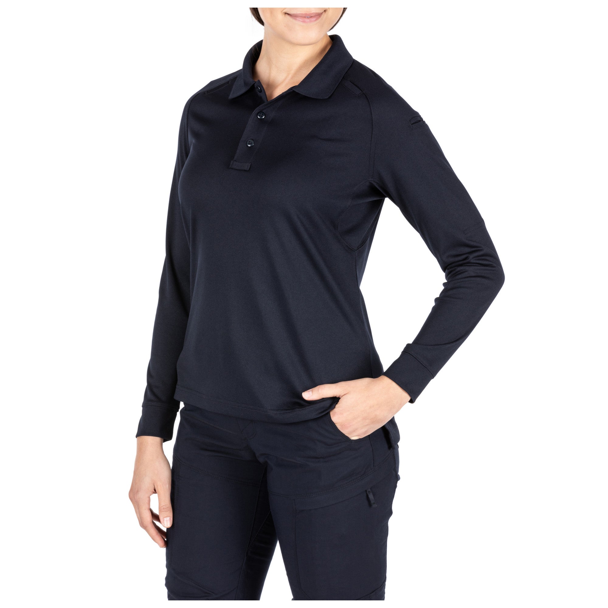 5.11 Tactical Women's Performance Long Sleeve Polo Dark Navy Long Sleeve Shirts 5.11 Tactical Tactical Gear Supplier Tactical Distributors Australia