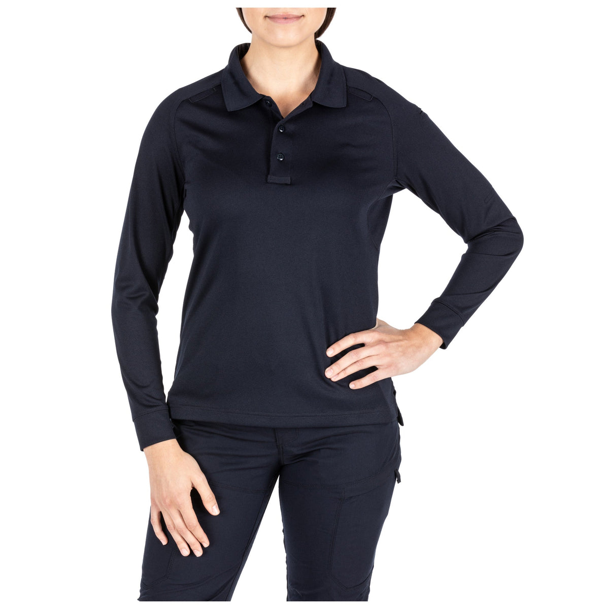 5.11 Tactical Women&#39;s Performance Long Sleeve Polo Dark Navy Long Sleeve Shirts 5.11 Tactical Tactical Gear Supplier Tactical Distributors Australia