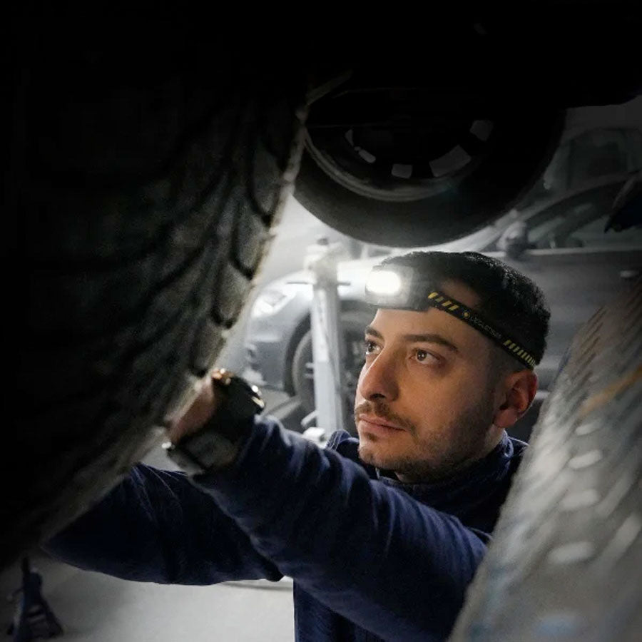 Ledlenser HF4R Work 500 Lumens Rechargeable IP68 Flood &amp; Spot Beam Robust Headlamp Yellow