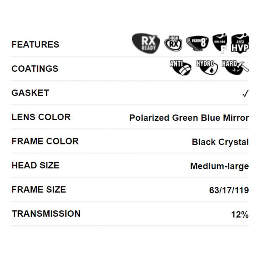 Wiley X Gravity Captivate Polarised Blue Mirror Lens with Crystal Black Frame