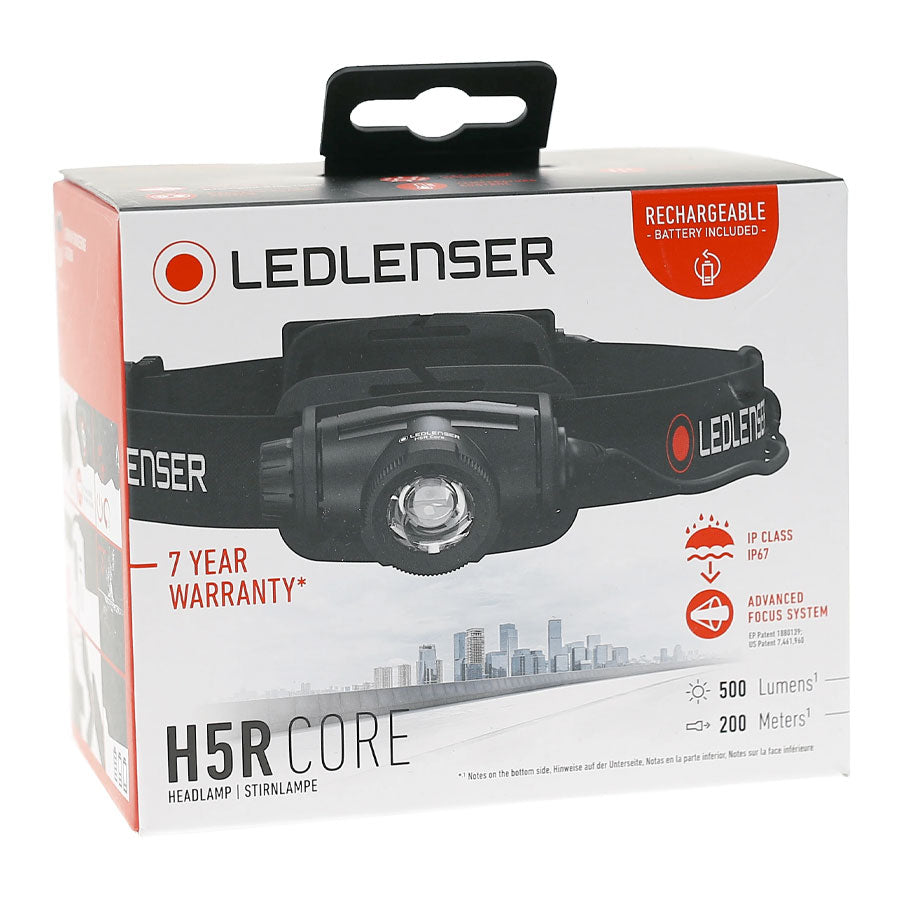Ledlenser H5R Core 500 Lumens Rechargeable IP67 Stepless Light Dimmer Advanced Focus Headlamp