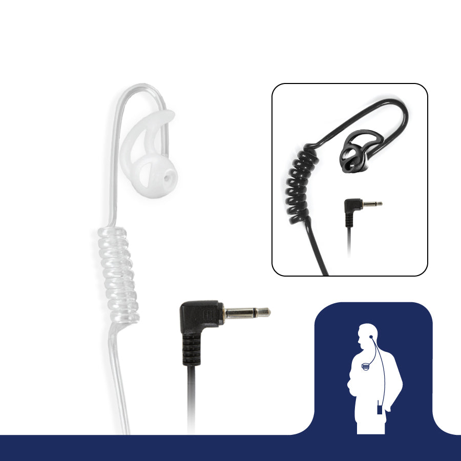 Earphone Connection Clear Acoustic Speaker Kit, with Left and Right Fin Ultra eartips, 6 inch coiled cable, 3.5mm connector