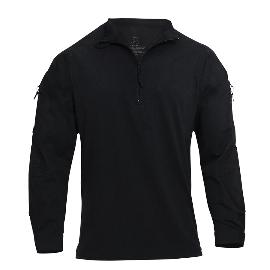 MilSpec 1/4 Zip Tactical Airsoft Combat Shirt Black - Large