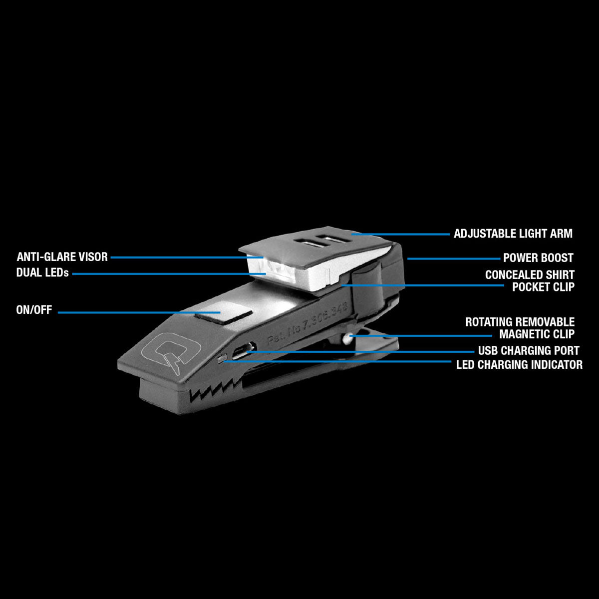 QuiqLite X USB Rechargeable Handsfree Dual LED Lighting - UV/White Tactical Gear Australia Supplier Distributor Dealer