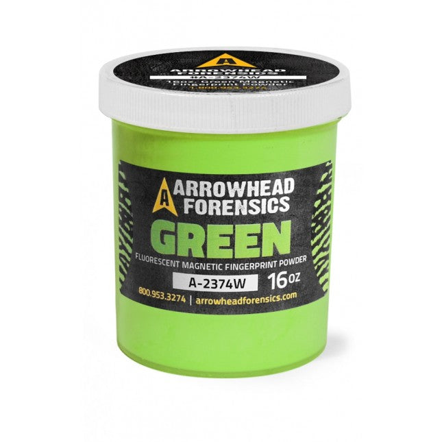 Arrowhead Forensics Fluorescent Magnetic Latent Fingerprint Powder Crime Scene Investigation Arrowhead Forensics Green Fluorescent 16 oz Tactical Gear Supplier Tactical Distributors Australia