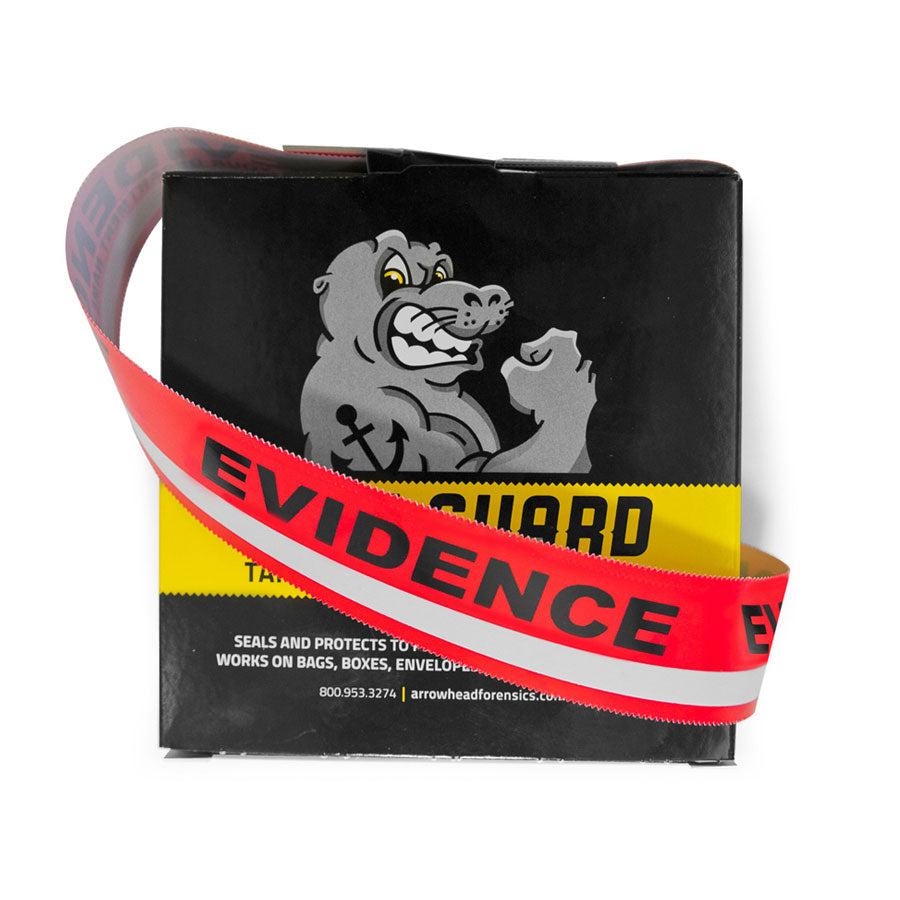 Arrowhead Forensics SealGuard Split Back Evidence Tape Red/White Stripe ”Evidence” Imprint - 1.375&quot; x 108&#39; Crime Scene Investigation Arrowhead Forensics Tactical Gear Supplier Tactical Distributors Australia