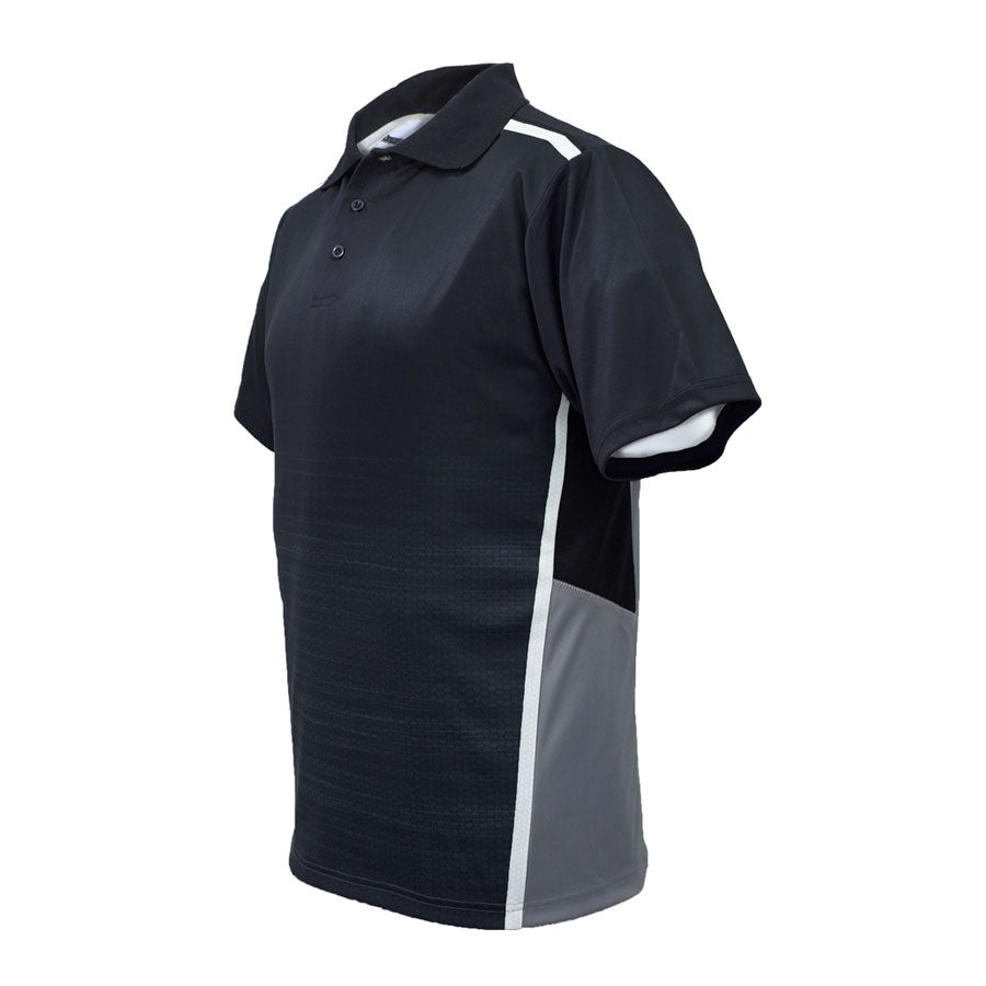 Bocini Sublimated Panel Sports Polo Black/Grey Short Sleeve Polos Bocini Tactical Gear Supplier Tactical Distributors Australia