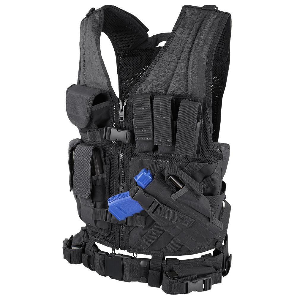 Condor Cross Draw Vest Tactical Condor Outdoor Black Medium/Large Tactical Gear Supplier Tactical Distributors Australia