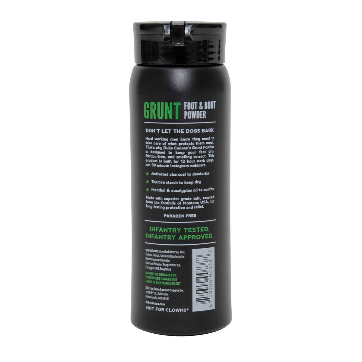 Duke Cannon Grunt Foot &amp; Boot Powder 6oz Footwear Accessories MilSpec Tactical Gear Supplier Tactical Distributors Australia