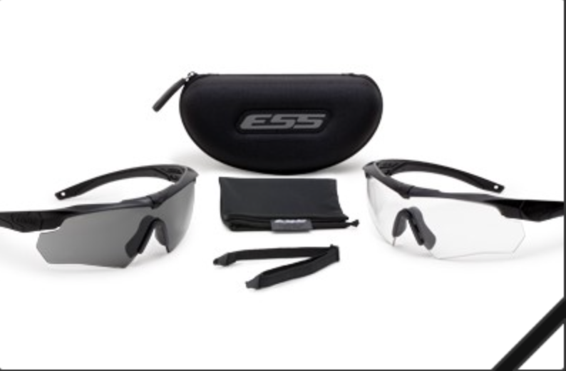 ESS Crossbow 2X Kit Black Frame Clear and Smoke Gray Lens Eyewear Eye Safety Systems Tactical Gear Supplier Tactical Distributors Australia