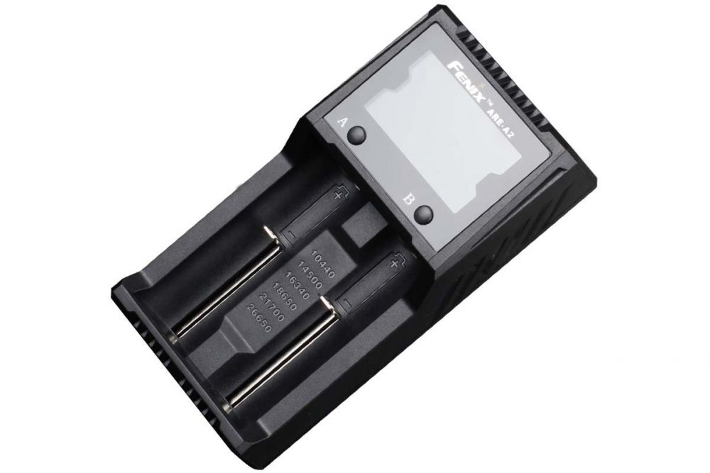 fenix flashlight chargers Fenix Flashlights Digital Smart Charger 2 Bay Black ARE-A2