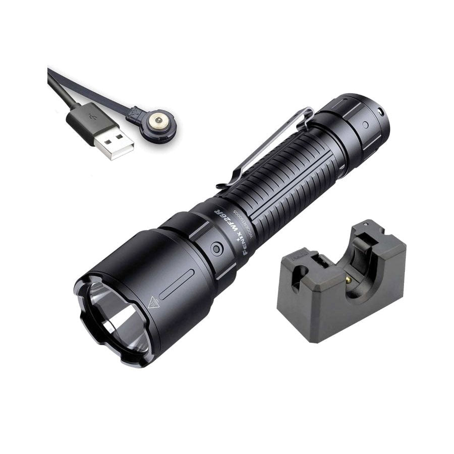 Fenix WF26R 3000 lumens 450m throw rechargeable torch with charging dock Accessories Fenix Tactical Gear Supplier Tactical Distributors Australia