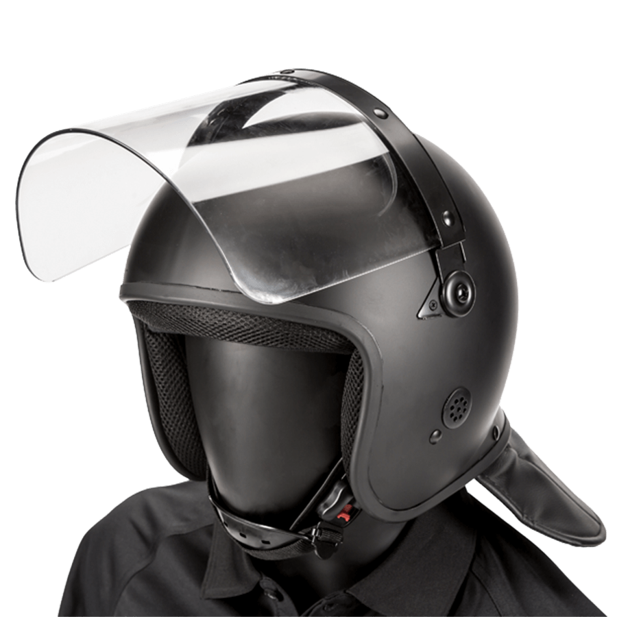 Haven Gear Defender Riot Helmet with Straight Visor Black Matte Protective Gear Haven Gear Tactical Gear Supplier Tactical Distributors Australia