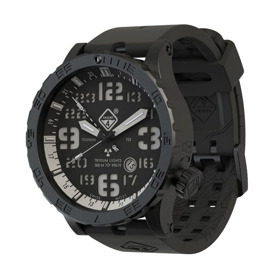 Hazard 4 HeavyWaterDiver Nightwatch White GMT Black Watches Hazard 4 B - green hours and hands / yellow noon / green bezel Tactical Gear Supplier Tactical Distributors Australia