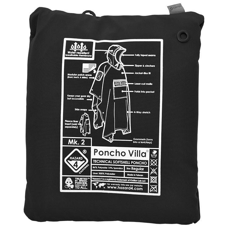 Hazard 4 Poncho Villa 2020 Version Technical Soft-Shell Poncho Black Outerwear Hazard 4 Tactical Gear Supplier Tactical Distributors Australia