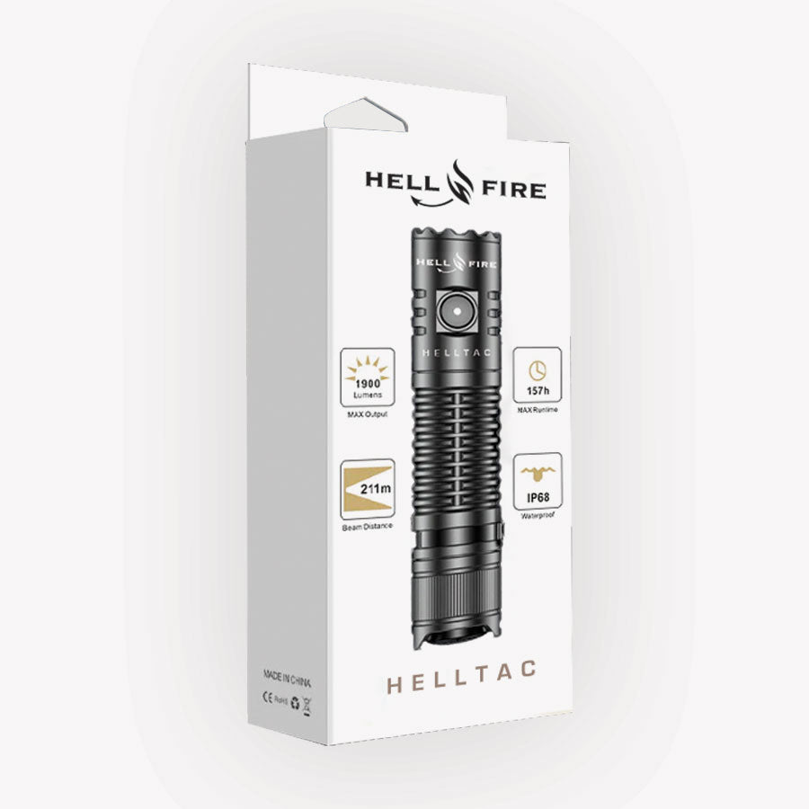Hellfire Helltac 1900 Lumens Rechargeable Tactical Flashlight Flashlights and Lighting Helltac Tactical Gear Supplier Tactical Distributors Australia