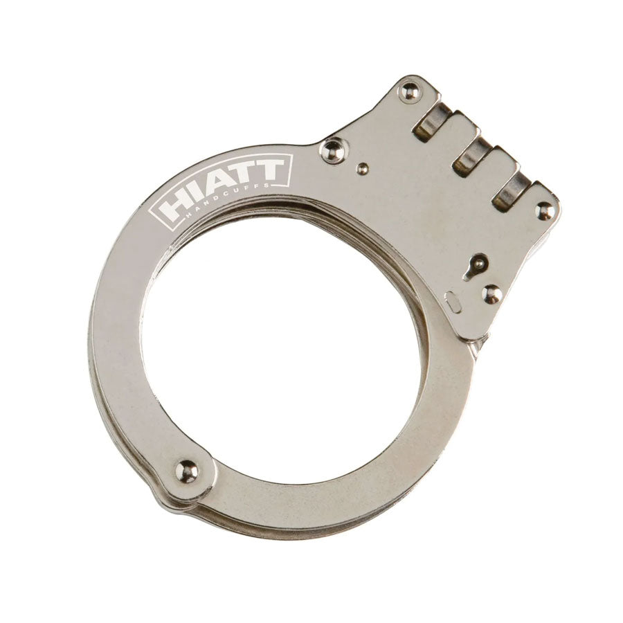 Hiatt Oversized Steel Hinge Handcuffs Nickel Handcuffs and Restraints Hiatt Tactical Gear Supplier Tactical Distributors Australia