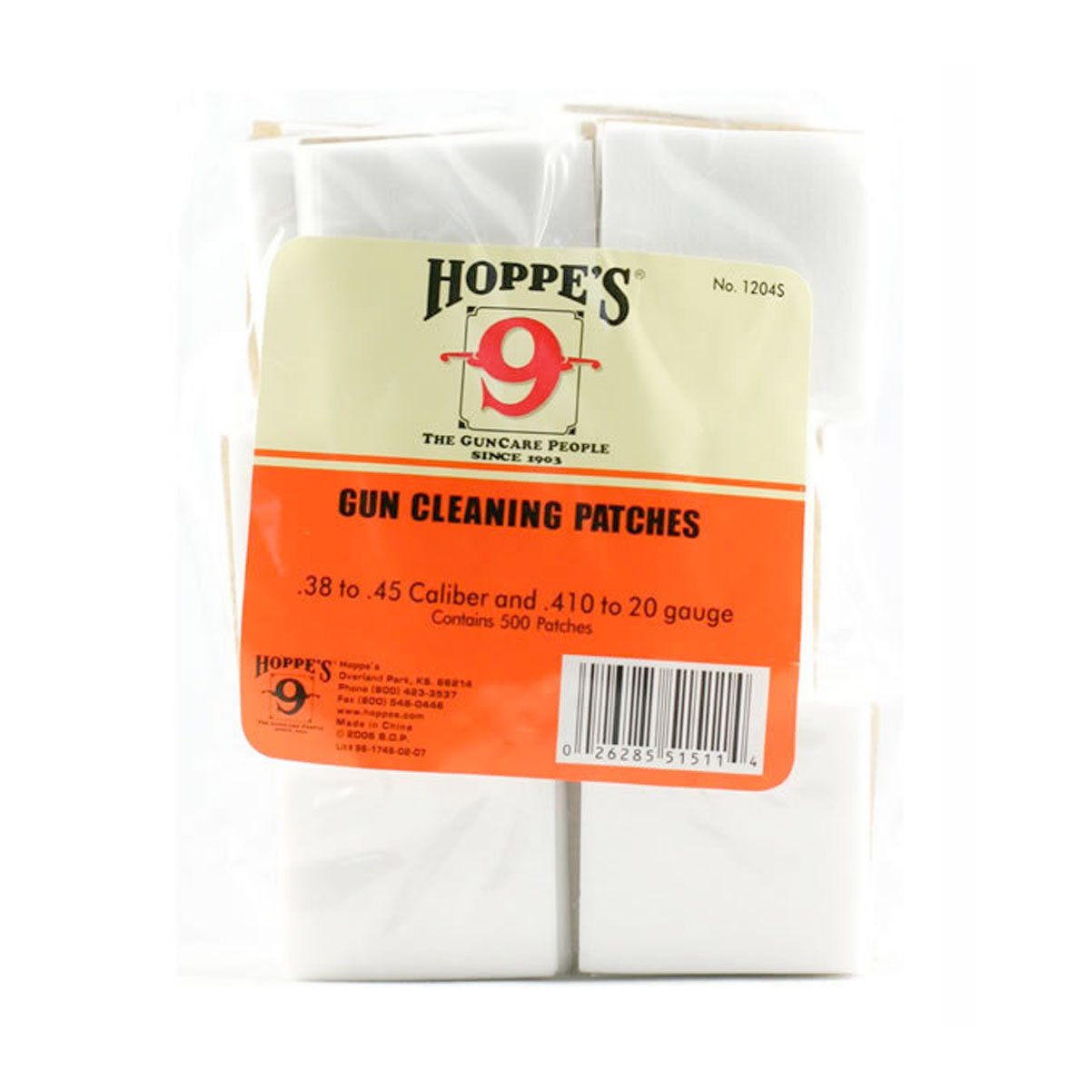 Hoppe's Gun Cleaning Patches for .22 to .270 / .38 to .45 caliber and .410 to 20 gauge Pack of 500 Accessories Hoppe's Guncare .22 to .270 Tactical Gear Supplier Tactical Distributors Australia